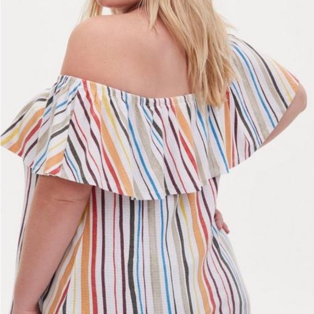 torrid Multicolor Striped Off-Shoulder Crop Top - Picture 2 of 7
